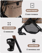 797Audio Dog Stroller for Small Medium Dogs,Pet Stroller for Cats Puppy Up to 121lbs,Foldable,One Click Folding,4 Wheel Shock Absorption,Adjustable Canopy with Sun Shades,Removable Washable Pad(Brown)