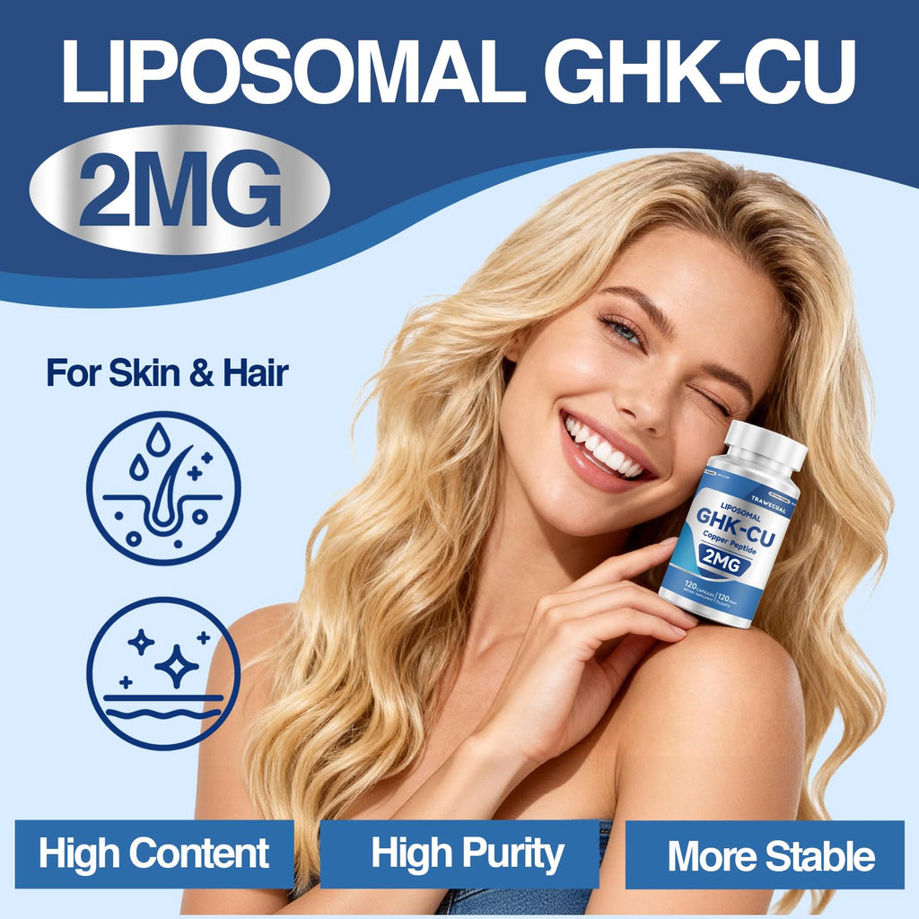 Trawecual GHK-Cu Peptide – High-Purity GHK-Cu with Liposomal Delivery for Hair & Skin Support – 120 Caps.2 Pack