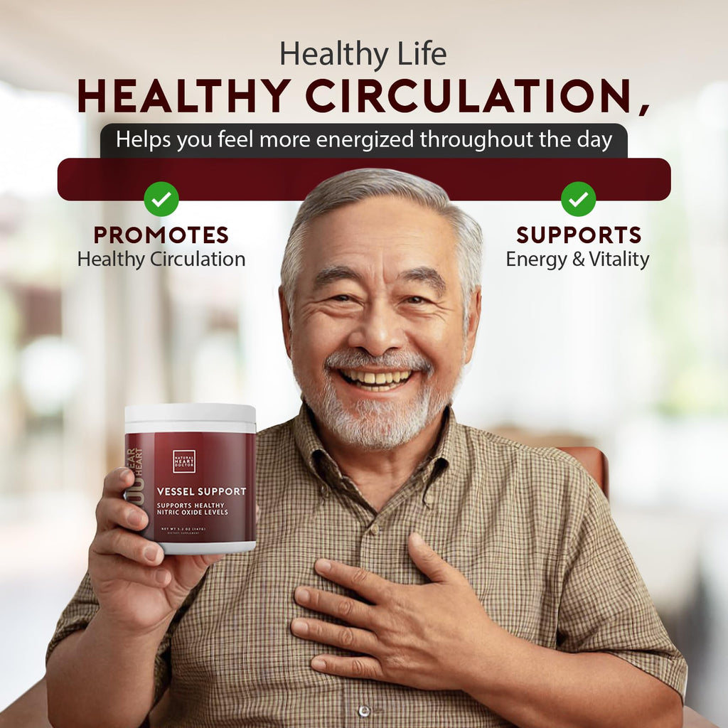 Natural Heart Doctor Vessel Support High Blood Pressure Supplement - Nitric Oxide Supplement with L-Arginine & Grape Seed Extract – Nitric Oxide Booster for Vascular Wellness - Made in USA - 5.2 Oz