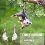 Opossum Dangle Earrings for Women - Silver Animal Earring Possum Gifts