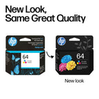 HP 64 Tri-Color Ink Cartridge | Works with Envy Inspire 7950e; Envy Photo 6200, 7100, 7800; Tango Series | Eligible for Instant Ink | N9J89AN