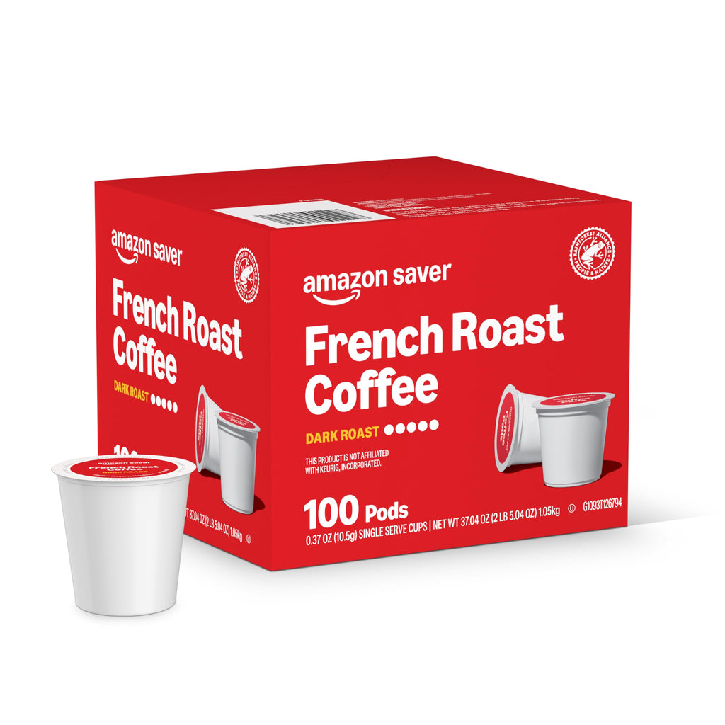 Amazon Brand - Happy Belly Dark Roast Coffee Pods, French Roast, Compatible with Keurig 2.0 K-Cup Brewers, 100 Count
