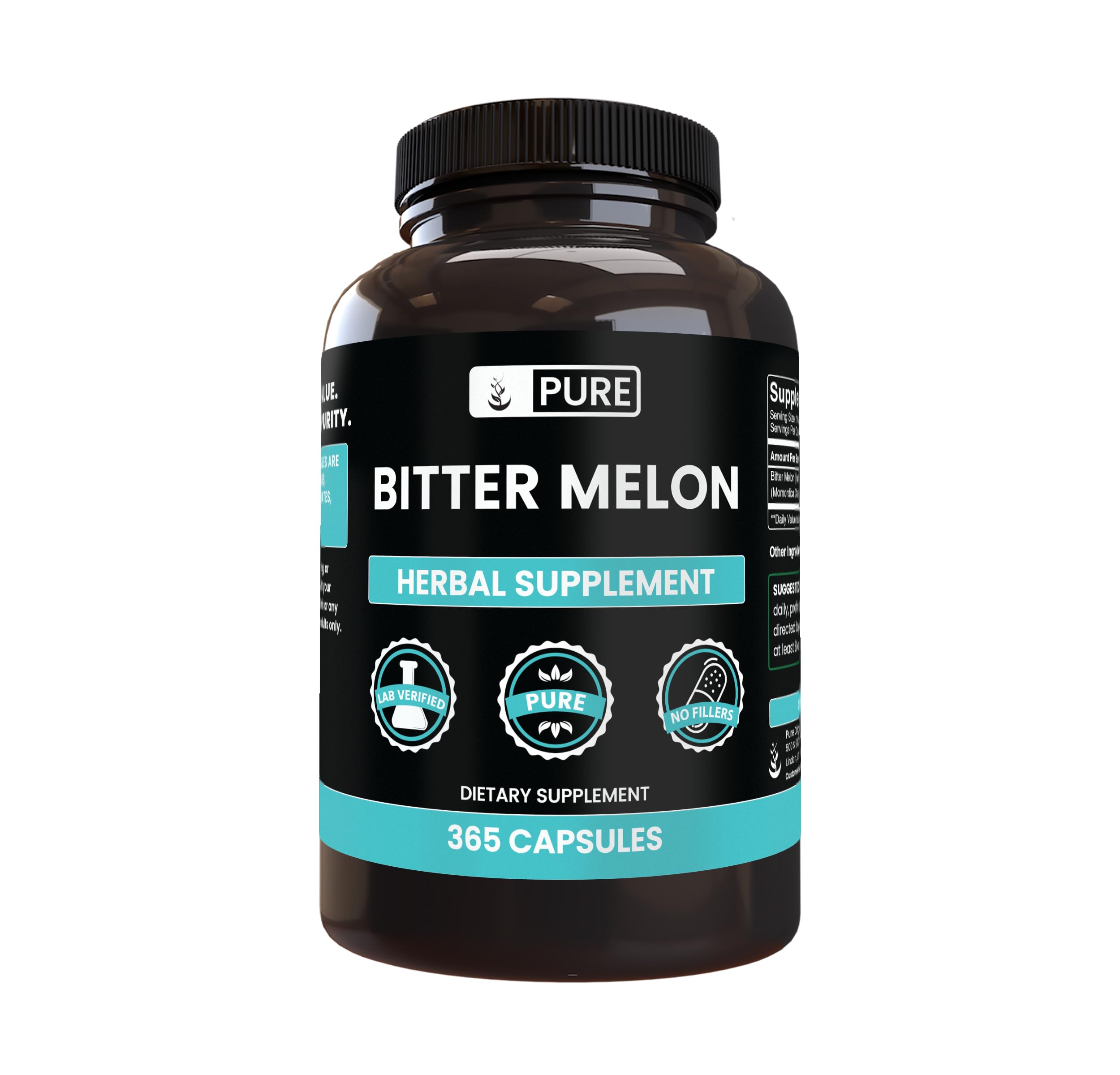 PURE ORIGINAL INGREDIENTS Bitter Melon (365 Capsules) No Magnesium Or Rice Fillers, Always Pure, Lab Verified