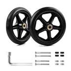 Royitay 2 Pack 6 Inch Rubber Wheelchair Wheels Replacement for Walkers, Rollators, Wheelchairs,Durable Anti-Slip ABS Wheel Hub- Universal Aid Wheels for Adults, Seniors, Black