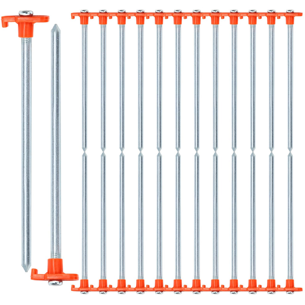 Yesland 24 Pack Tent Stake Heavy Duty, 10 Inch Non-Rust Metal Tent Pegs Ground Yard Stake Tent Spikes for Camping Patio, Garden, Canopies, Grassland, Outdoor, Hiking, Orange