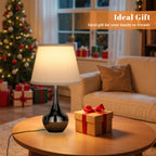 Seealle Touch Table Lamp for Bedroom, 3-Way Dimmable Small Bedside Lamps for Night Stands with Wires, Gloss Black Desk Lamp for Kids Room, Office, Living Room, End Table(LED Bulb Included)