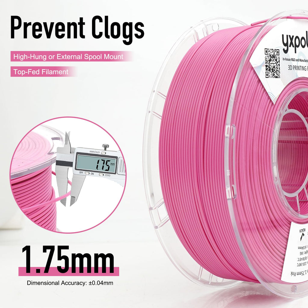 YXPOLYER Flexible PLA Food-Grade 92A Soft PLA 3D Printer Filament 1.75mm 1KG for Printing Dog Chew Toys and Highly Elastic Bouncy Airless Basketball Pet Ball, Pink
