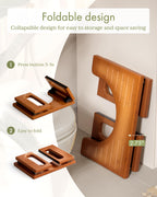 AmazerBath 7 Inches Bamboo Toilet Stool Squat for Adults, Foldable Squatting Potty Stool for Bathroom, Toilet Foot Pooping Steps Stools with Non-Slip Strip, Improve Bathroom Posture and Comfort, Brown