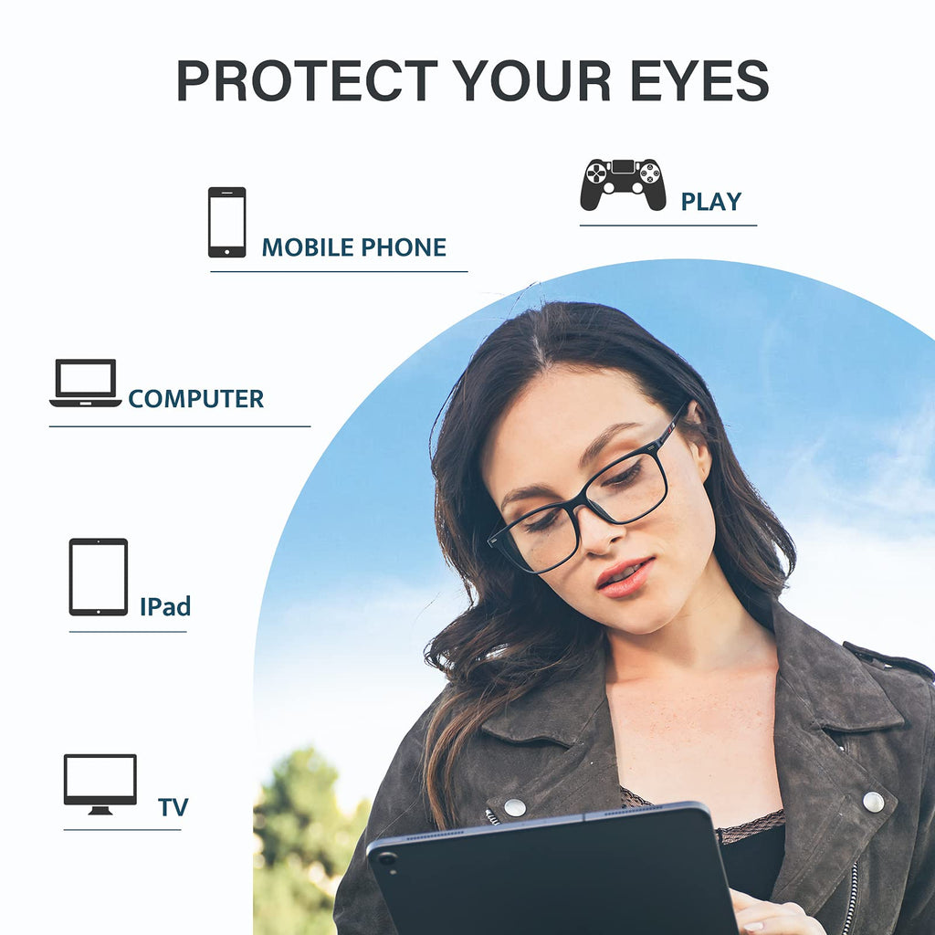 Cyxus Blue Light Blocking Glasses Men Woman Square TR90 Frame Anti Eyestrain Office Computer Gaming Study 8208