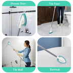 Shower Scrubber with Long Handle, 47'' Bathtub Scrub Brush, Bathroom Tub and Tile Cleaning Tool with 6 Refill Pads