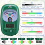7-in-one Soil Test Kit, Soil Moisture Meter/PH Meter/Sunlight Intensity/Fertility Soil Tester, LCD Display Air & Soil Hygrometer Temperature for Hous Plants Garden, Farm, Lawn Care Moisture Meter