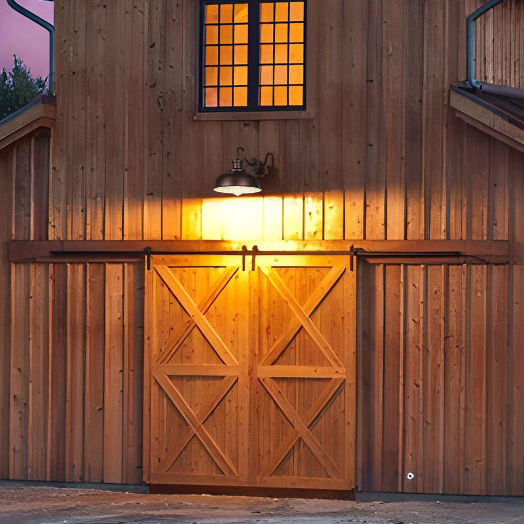 Diyel Solar Barn Lights for Outside, Outdoor Wall Light Solar Powered, Farmhouse Exterior Wall Sconce, Industrial Outside Lighting Fixture, Rustic Bronze White Lanterns for Barn Shed Coop Garage Patio