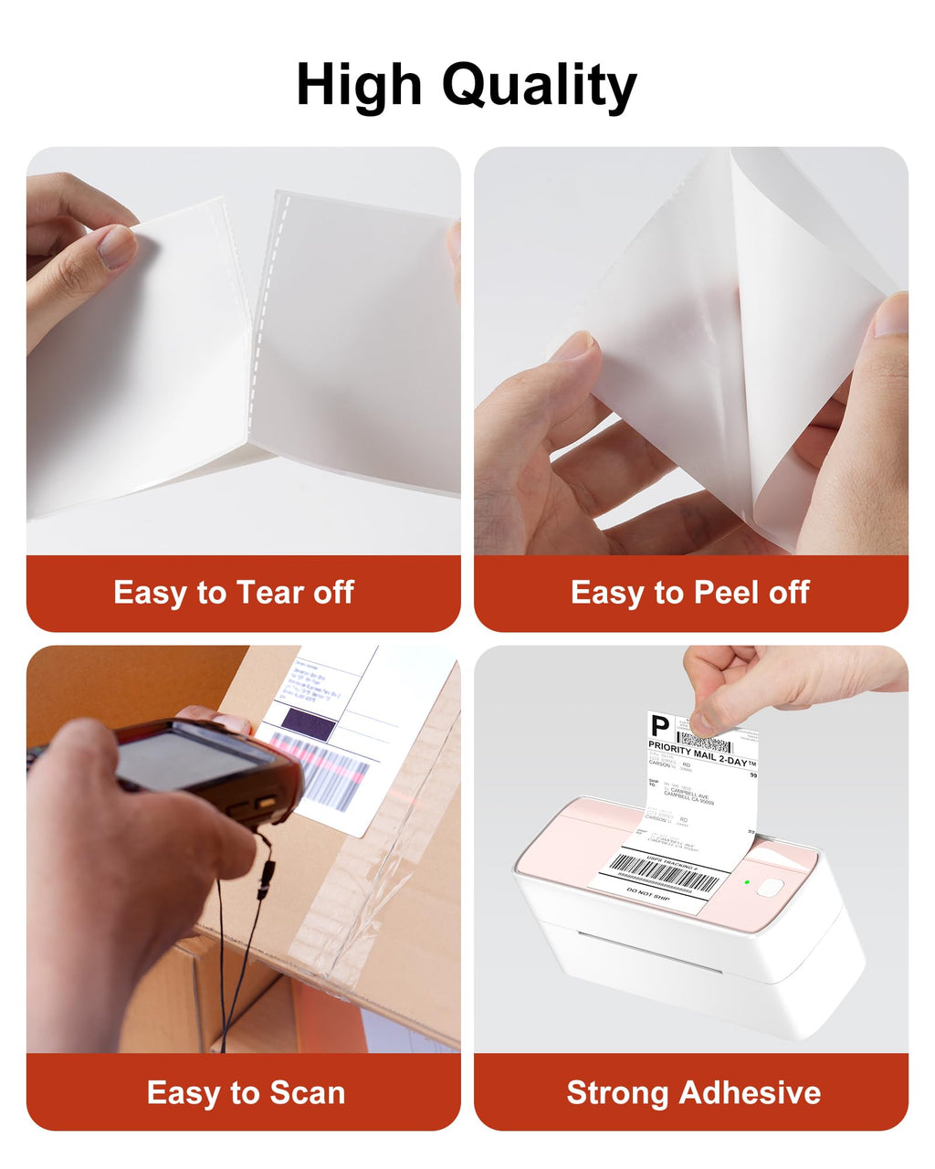 Phomemo 4x6 Thermal Shipping Labels 500 PCS Fanfold Labels for Address Mail