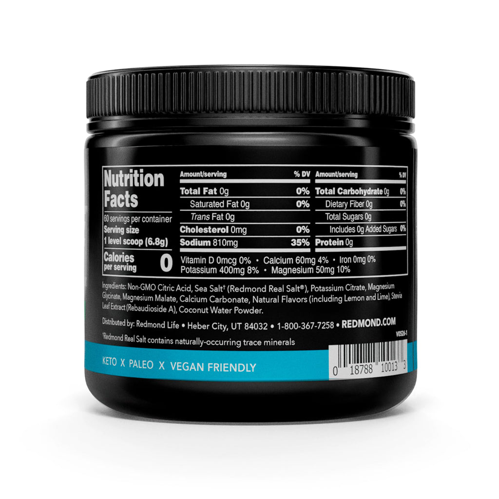 REDMOND Re-Lyte Sugar Free Electrolyte Powder Drink Mix (Lemon Lime)