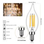Brtstiun E12 Candelabra LED Light Bulbs Dimmable 60 Watt Equivalent, CA11 6W 2700K Soft Warm White Chandelier Candle Bulb, Small Base Decorative Flame Tip Clear Bulbs for Bedroom, Kitchen, 12 Pack