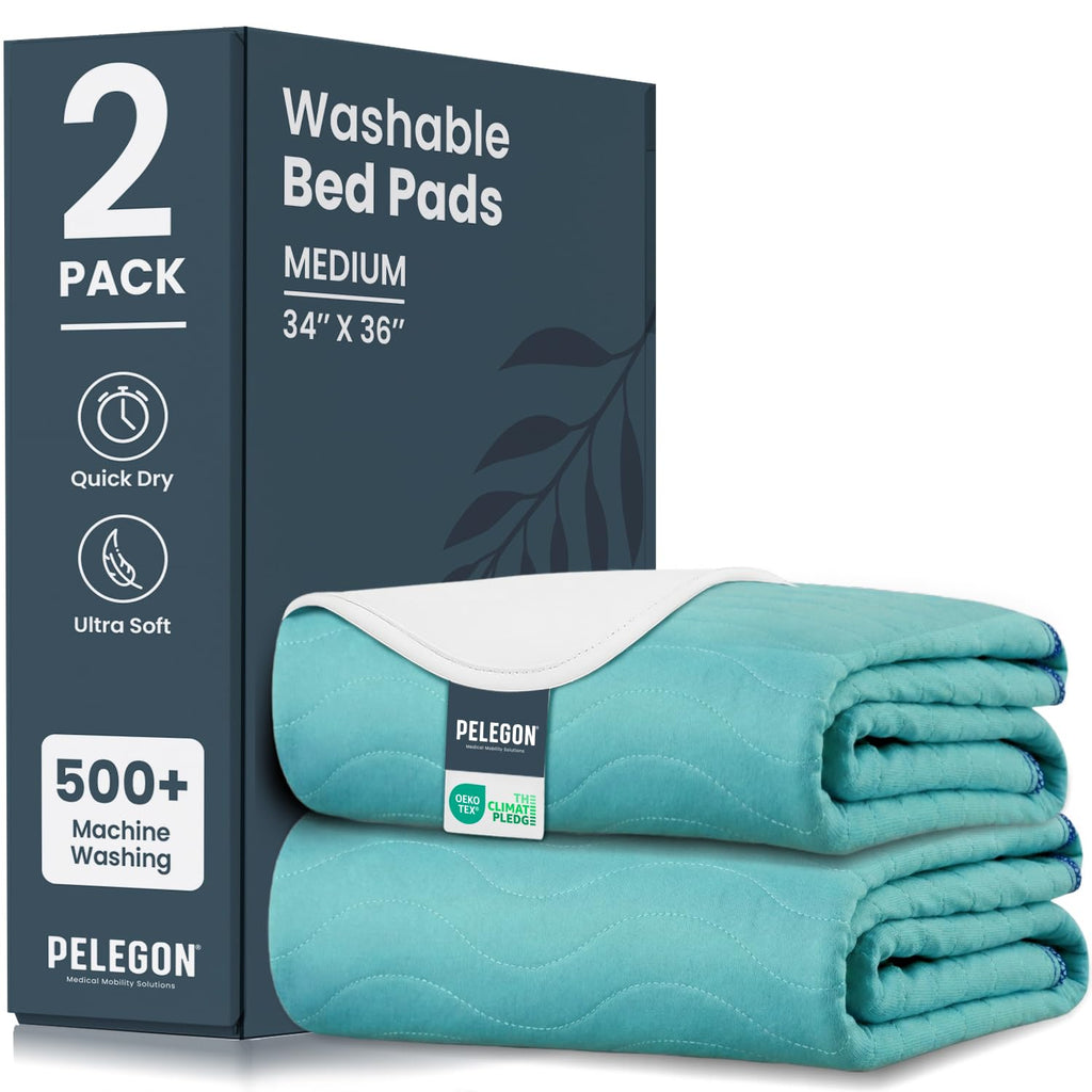 Bed Pads Washable Waterproof 34" x 36" (Pack of 2) - Incontinence Bed Pads for Adults and Kids - Heavy Absorbency Reusable Bed Pads - Chuck Pads - Waterproof Protective Pad for Bed