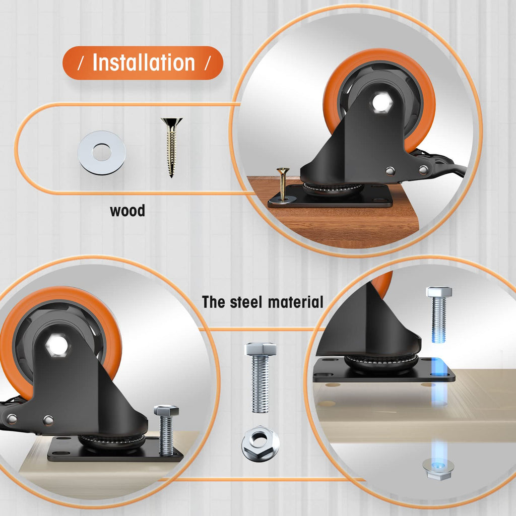ASRINIEY 3" Caster Wheels - Heavy Duty Casters Set of 4 Dual Locking Swivel
