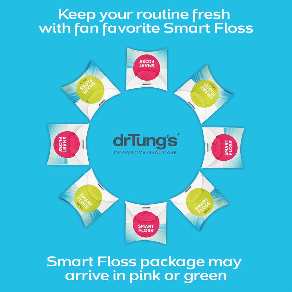 DrTung's Smart Floss - Natural Dental Floss, PTFE & PFAS Free, Gentle on Gums, Expands & Stretches, BPA Free - Cardamom Flavor(Pack of 6)