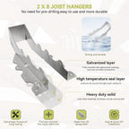 50 pcs 2x8 Joist Hanger,LU28 20 Gauge Galvanizing Face Mount Joist Hangers for Wood,Hurricane Tie for Rafter Fits Truss Connectors Rafter Hangers 2x8 Great for Floor Deck and Ceiling Joists