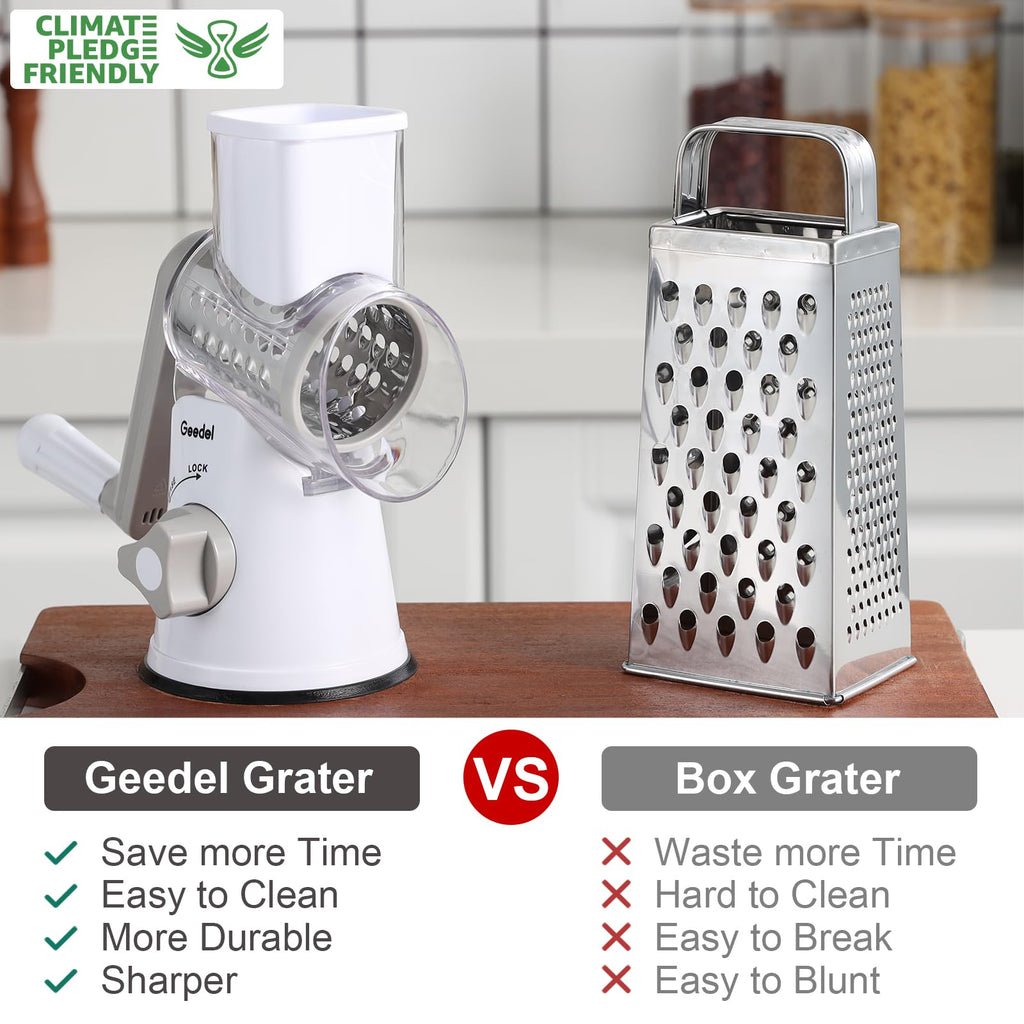 Geedel Rotary Cheese Grater Hand Crank, Cheese Shredder Vegetable Slicer