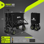 HIKEMOON Double Decker Collapsible Tailgate Wagon, Balloon Wheels, Black