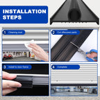 DGSL Garage Door Seals Bottom Rubber Weather Stripping Kit Seal Strip Replacement, Weatherproof Threshold Buffering Sealing Rubber 5/16 Inch T Ends (12 FT, Black, U+O)