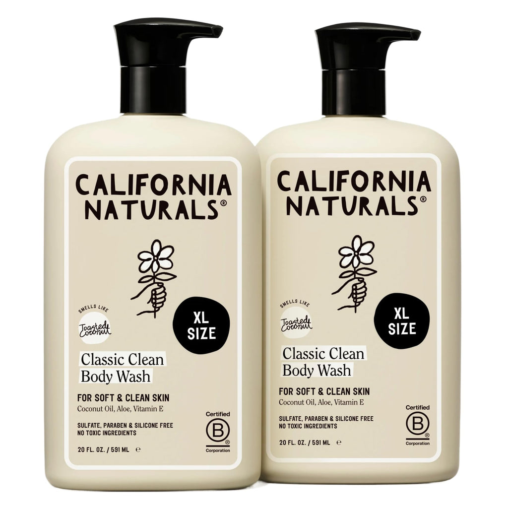 California Naturals Classic Clean Body Wash 2-Pack, Daily Cleansing Body Wash for Soft Healthy Skin, Naturally Scented, Vegan, Cruelty, Paraben & Sulfate Free, 20 oz
