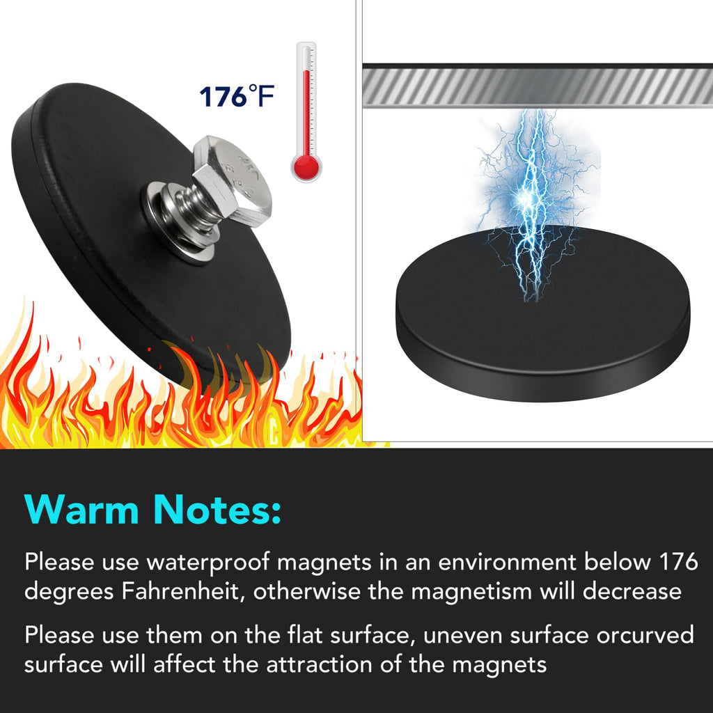 DIYMAG 1/4 inch Rubber Coated Anti-Scratch Mounting Magnet for Camera, Adhesive Power 30LBS 6Pcks Magnets Based with Strong Magnetic License Plate Hold The Base for Light Bar and Mirror