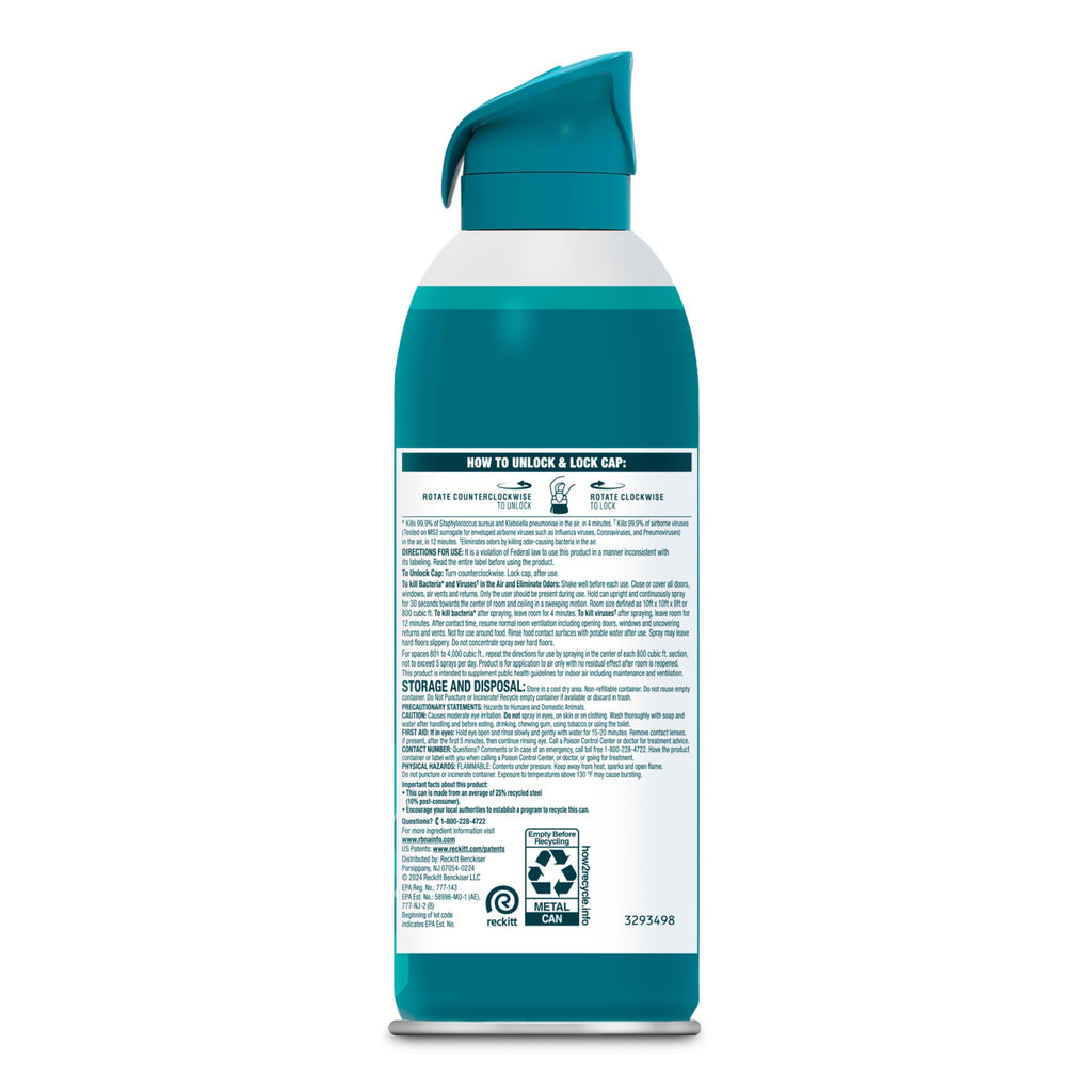 Lysol Air Sanitizer with Bacterial Odor Eliminator for Home & Office, Air Freshener Alternative, Simple Fresh Scent, 10 oz (Pack of 3)