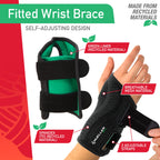 MUELLER Sports Medicine Green Fitted Wrist Brace for Men and Women, Wrist Pain Relief Support, Ideal for Carpal Tunnel, Tendonitis, Arthritis, Right Hand, Black, Small/Medium