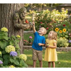 Tree Face Decor for Outdoor Garden - Funny Bigfoot Sculpture 6 Inch, Hand Painted Resin Wall Hanging Art with Keyhole Mount, Unique Yard Decoration Gift for Nature Lovers, Sasquatch Garden Art