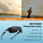 SKYFUEN Bifocal Polarized Sunglasses Men, Anti glare/UV TR90 Wrap Sports Sun Readers Reading Glasses Fishing Driving Outdoor Far/Near Tinted Bi-Focal Build-in Vintage Eyeglasses, 2.0