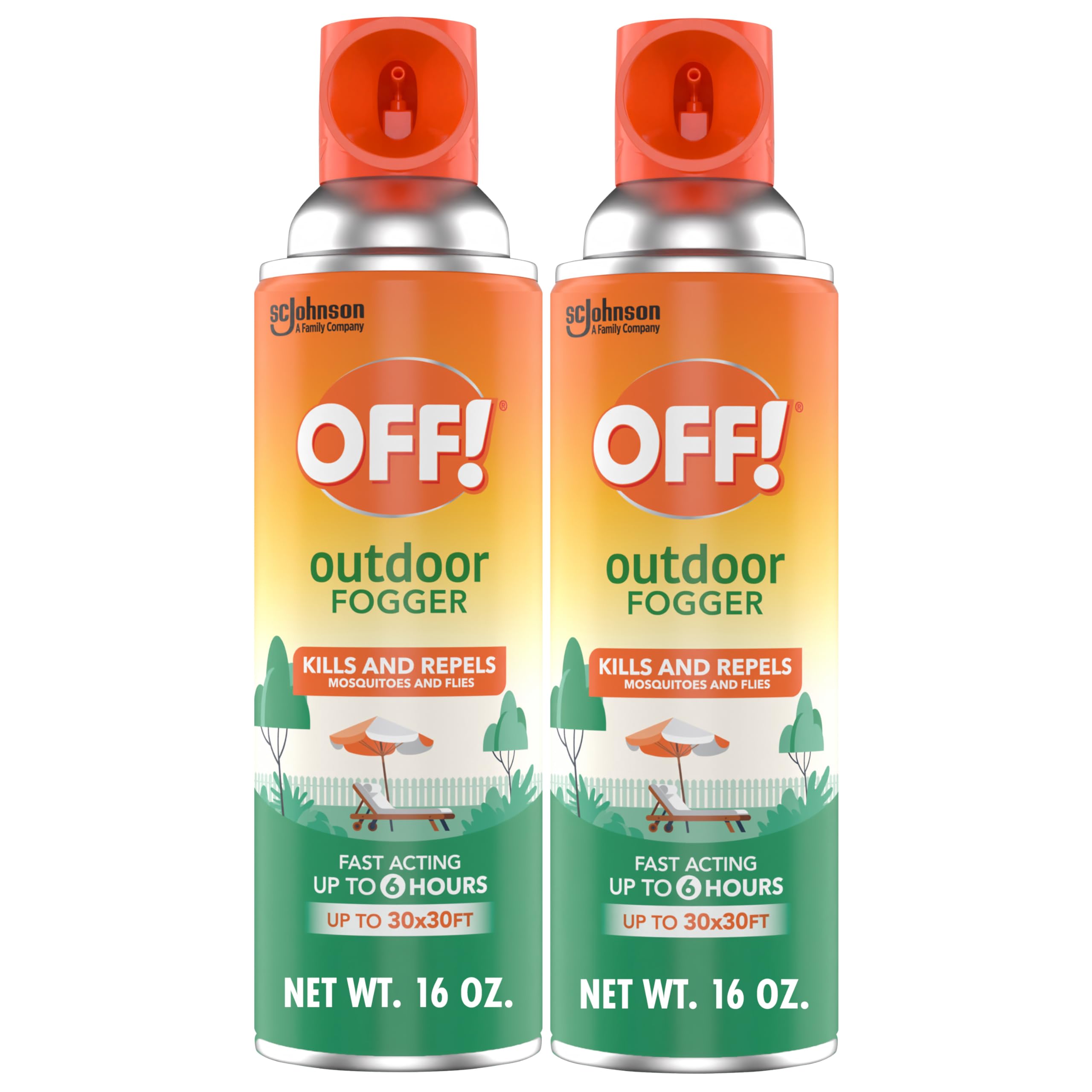OFF! Outdoor Insect & Mosquito Repellent Fogger, Backyard Pretreat, Kills & Repels Insects in an up to 900 sq, ft, Area, 16 oz (Pack of 2)