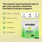 wholier Daily Supergreens Multi Gummies, Organic Greens, Prebiotics, Vitamins & Minerals, Vegan Multivitamin Gummy for Adults, Gut Health, Energy, Immunity Support, Gluten Free, Lemon Berry, 60 Count