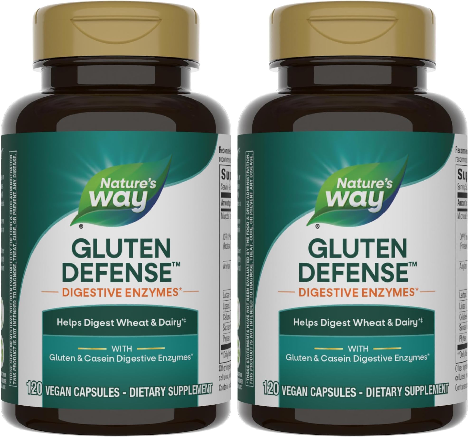 Enzymatic Therapy Gluten Defense, Gluten & Casein Targeted Digestive Enyzmes, 120 VCaps (Packaging May Vary) (Pack of 2)