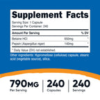 Nutricost Betaine HCl + Pepsin 790mg, 240 Capsules, 3 Bottles (720 Capsules)