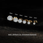 Gemsme 3-8mm Cubic Zirconia Gold Earrings for Women/Men Trendy - Hypoallergenic Stainless Steel With 18K Yellow Gold Plated 6-Sprong-setting Round CZ Stud Earrings Set - 6 Pairs