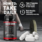 Testo Dark Capsules, Official TestoDark Pills with All Natural Ingredients, Testo Dark Advanced Overall Health & Wellness Vitamin Supplement Formula for Max Strength Multivitamin Support (60 Capsules)