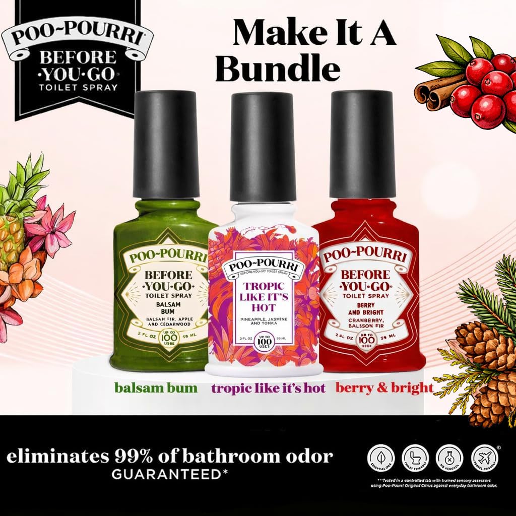 Poo-Pourri Tropic Like Its Hot, Berry & Bright, and Balsam Bum 2 Ounce Set