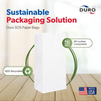 Duro 12# White Paper Lunch Bags 500 Count, Bulk Disposable SOS Paper Bags for Bread, Bagel, Deli & Restaurant Takeout or Delivery - 7.06 x 4.50 x 13.75 Inches