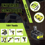 2Pack 6.0Ah Repacement for Ryobi 18V Battery with P117 Charger Compatible with Ryobi Battery 18V P102 P103 P104 P105 P107 P108 P109 Battery & Charger Kit