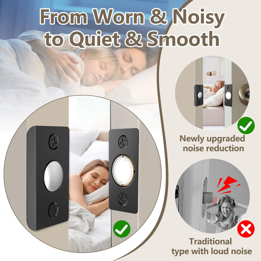 Tonitrui Upgraded Strong Magnetic Door Catch, Replacement for Traditional Door Ball Catch, Quite & Easy to Install, Use for Top of Door, Closet Door, 8 Pack, Black