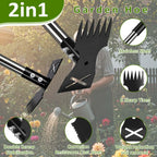 Weed Puller Tool with Long Handle-Vertical Adjustable Weeder, 2-in-1 Garden Hoe and Weeding Rake Combination, Weeding Tool for Garden, Lawn, Farm and Courtyard