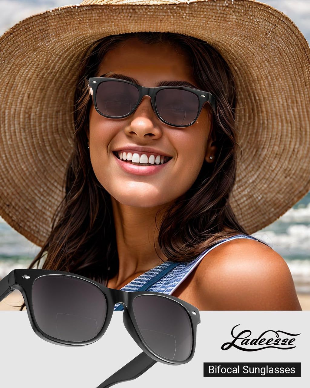 LADEESSE 3 Pack Bifocal Reading Sunglasses for Women, UV400 Sun Readers Glasses Spring Hinge Outdoor Sunglasses +2.50
