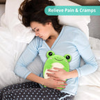 Frog Microwave Heating Pad for Period Cramps, Microwavable Heating Pad for Neck Pain Relief, Heatable Stuffed Animals for Adults Kids, Frog Plush Toys with Removable Heat Pack with Lavender Scented