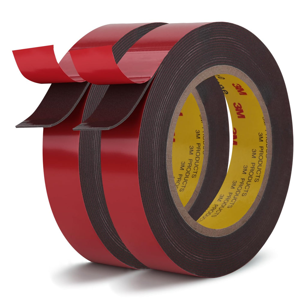 3M Heavy Duty 4611 Double Sided Tape 0.75" x 13.8 Ft Strong Adhesive Withstands 450°F Waterproof Foam Mounting Tape for Home Office Deco Automotive Metal Glass Bonding (Pack of 2)