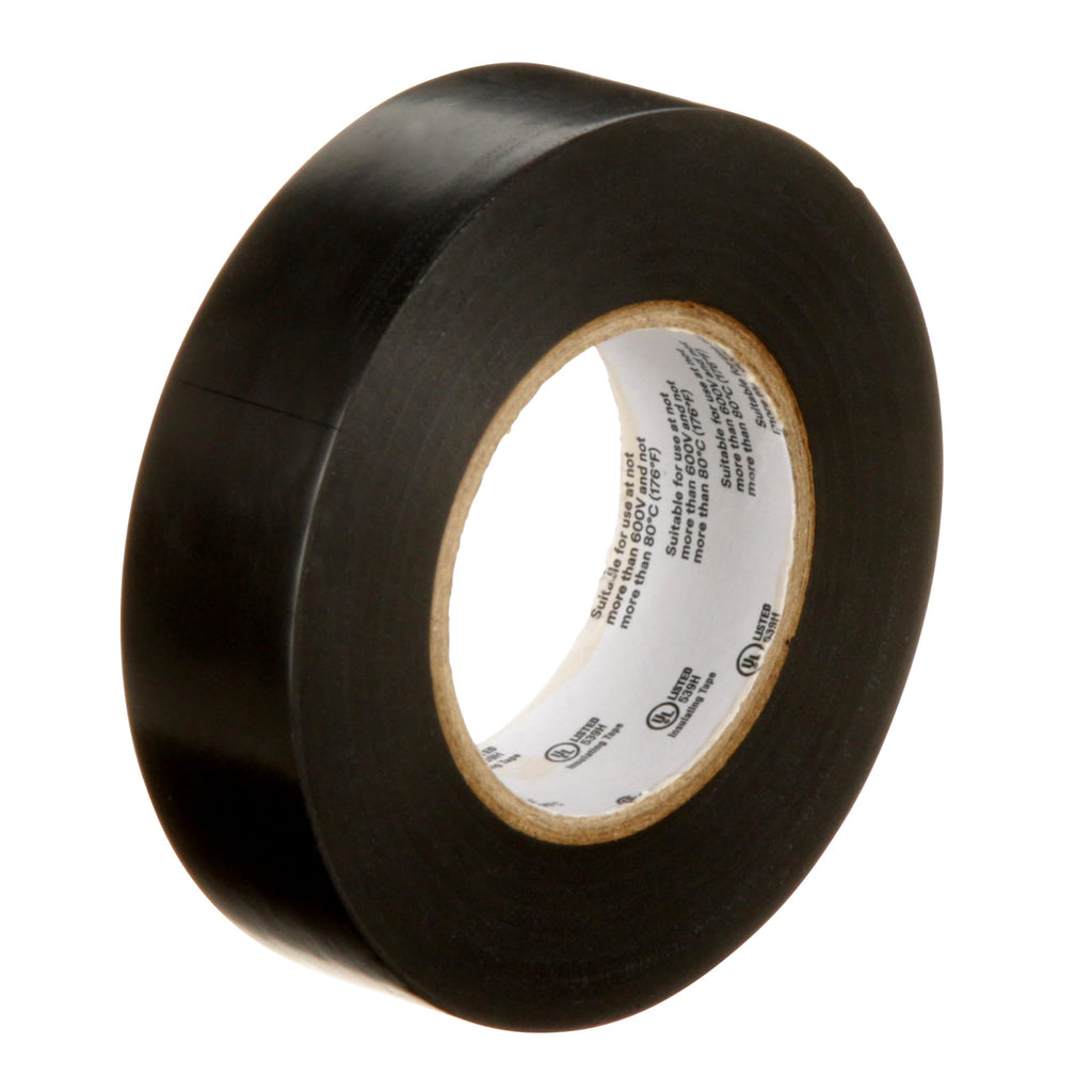 3M Temflex Multi-Purpose Vinyl Electrical Tape 165, Black, 3/4 in x 60 ft (19 mm x 18 m), 10 Roll Pack