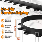 Jorvila No Dig Landscape Edging Kit, 1.5" x 60' Plastic Garden Edging