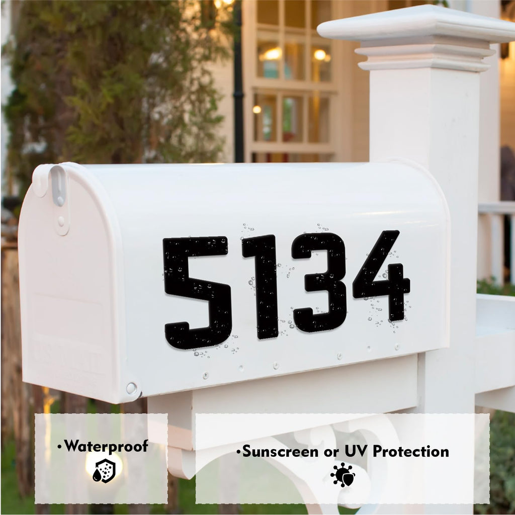 10 Inch Self Adhesive House Numbers, Acrylic Modern House Address Numbers and Letters, Black Adhesive Mailbox Door Number Letters for Office Hotel Apartments Outside (P)