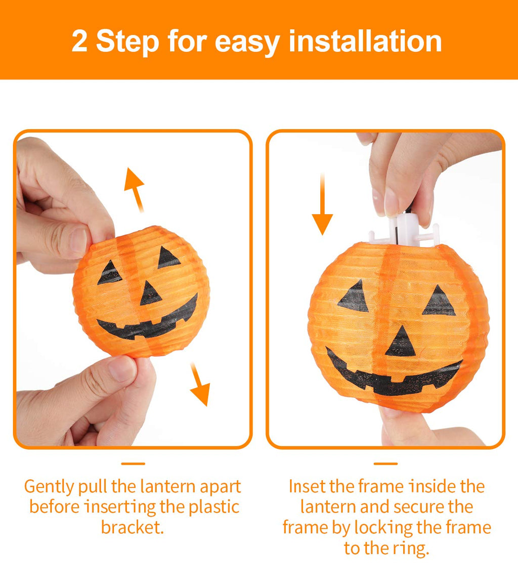 TIGOMOOV Halloween Pumpkin String Lights, Jack O Lantern Lights Plug in, 10 Orange Pumpkin Lanterns 9.83FT Connectable, Indoor Outdoor Fall Halloween Decorations for Porch Mantel Yard